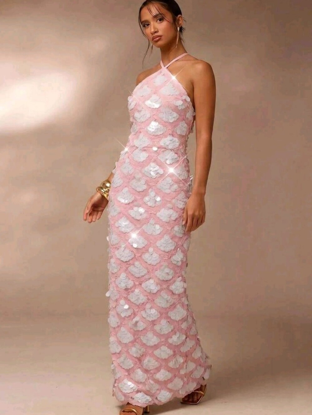 Women's Sequin Design Fashionable Elegant Sexy Glamorous Halter Neck Max